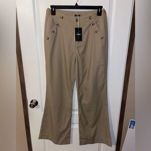 NWT Flamingo Wide Leg Khaki Cotton/ Linen Pants Size Large